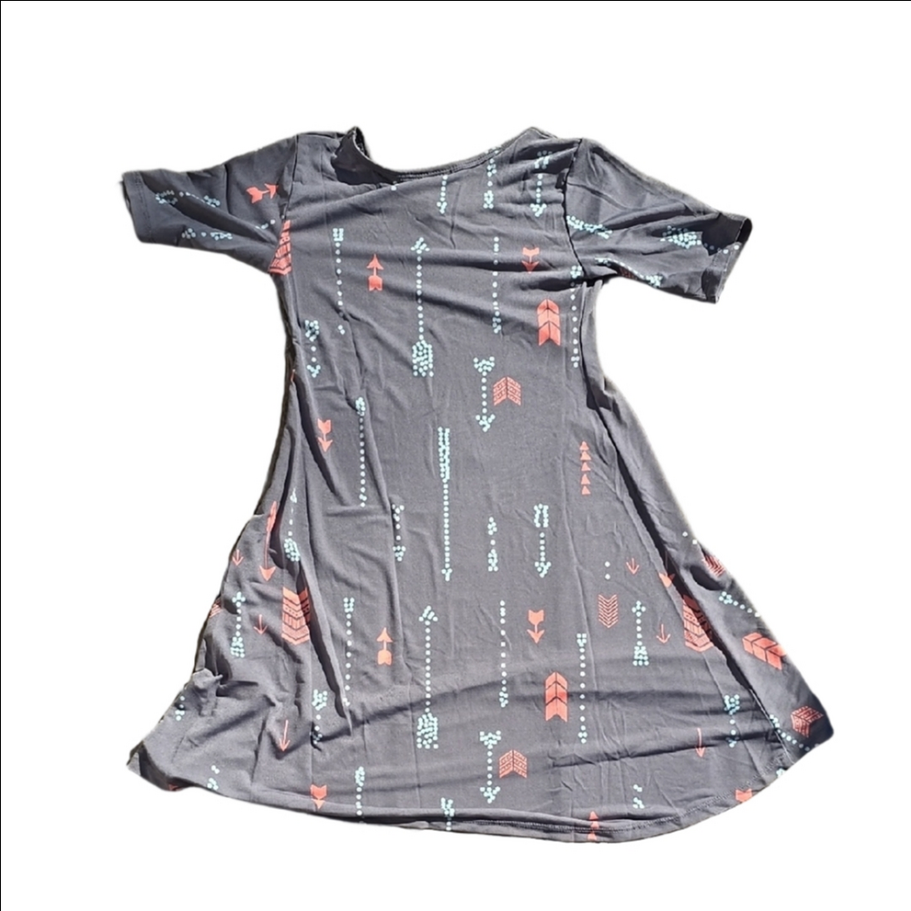 LulaRoe Girls Adeline Dress Gray with Arrow Print - Size 6